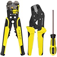 Meterk Alicates para Crimpadora y Pelacables Kit- 4 en 1 Mutilfuncional Kit de Herramientas de Alicate con un…